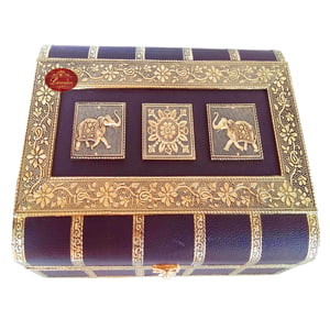 Antique Look, Brown Artificial Leather Finish, Wooden Handmade 2-roll Bangle Box